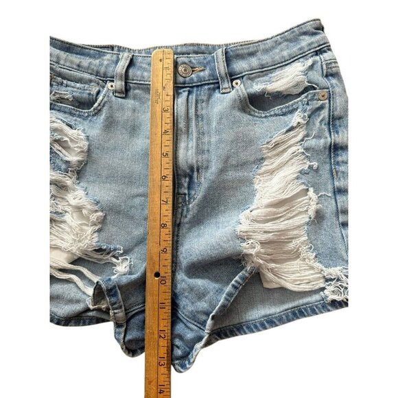 American Eagle Outfitters Light Wash Distressed Denim Festival Jean Shorts 2 - Picture 4 of 9